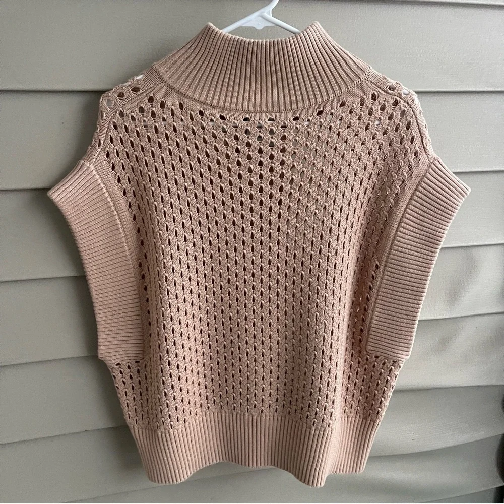 Varley Womens Mila Half-Zip Knit Pullover Sweater Vest Size M Tan - Picture 2 of 7